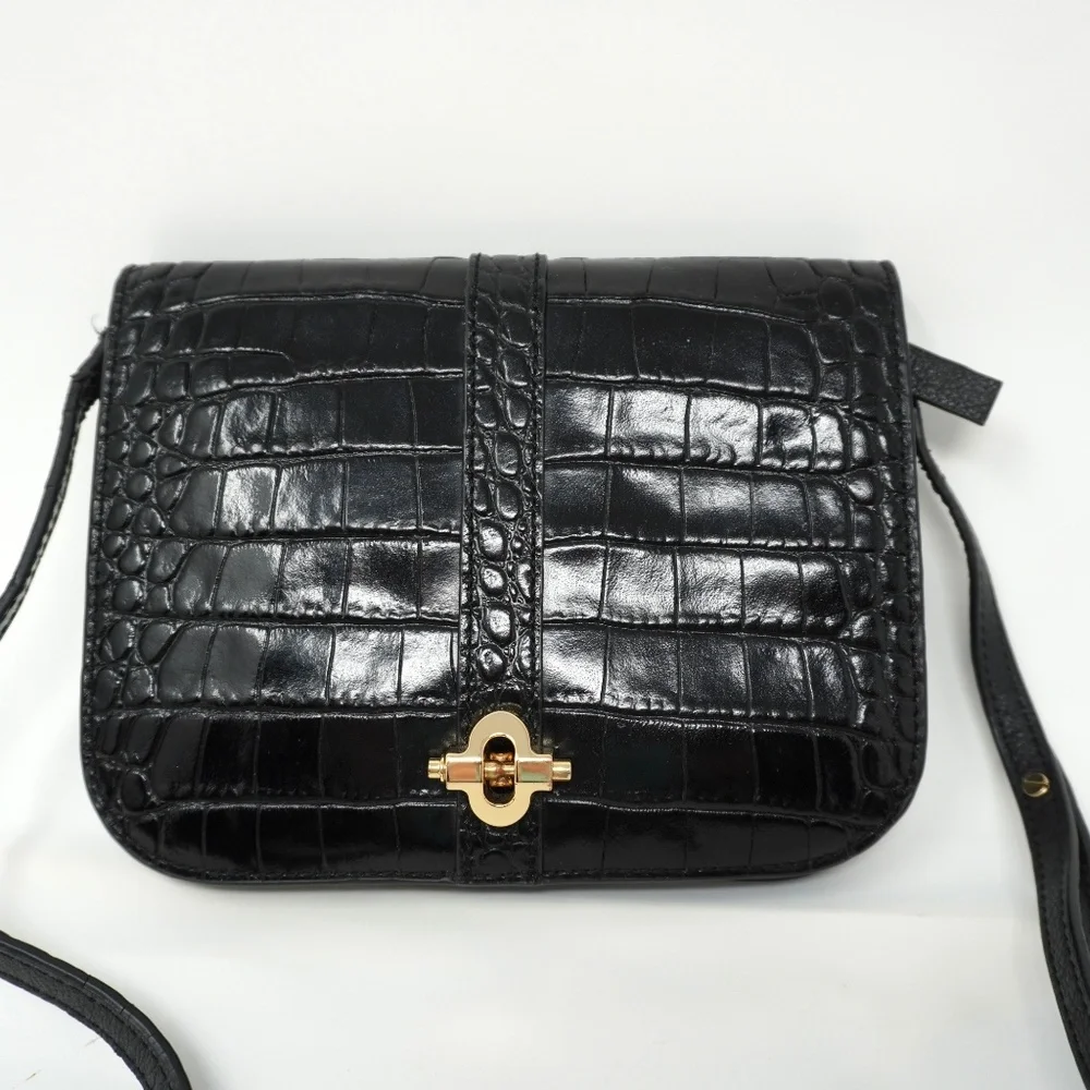 Banana Republic Croc Embossed Leather Crossbody Bag